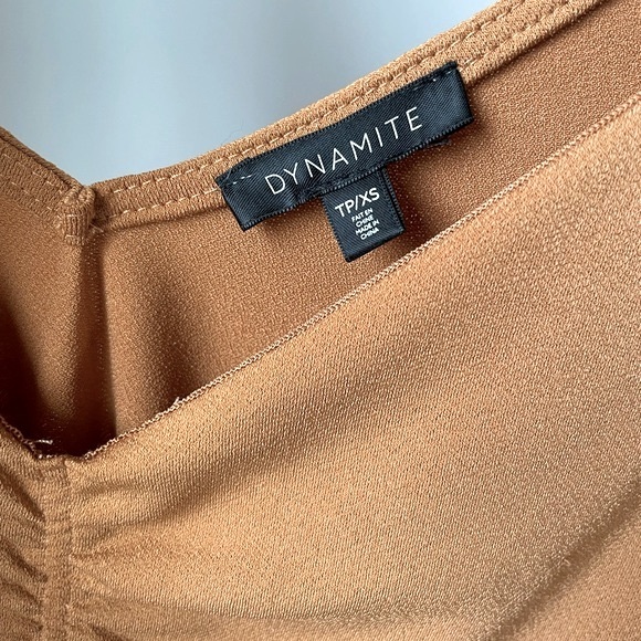 Dynamite Mustard High Point Bodysuit with Ruching - Picture 5 of 5